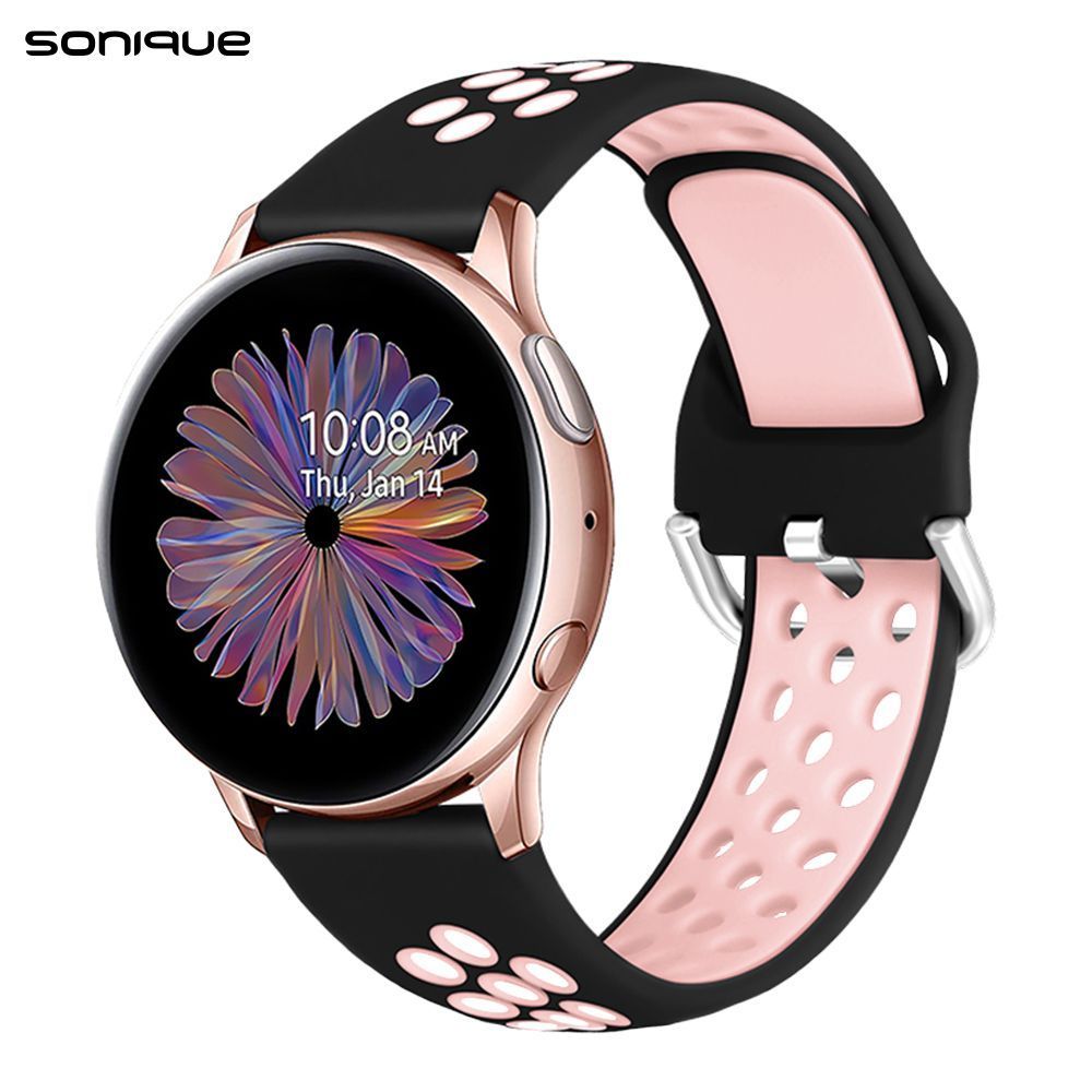 Λουράκι Σιλικόνης Universal Sport Band Sonique 22mm για Samsung, Huawei, Amazfit, Xiaomi, Honor Μαύρο / Ροζ