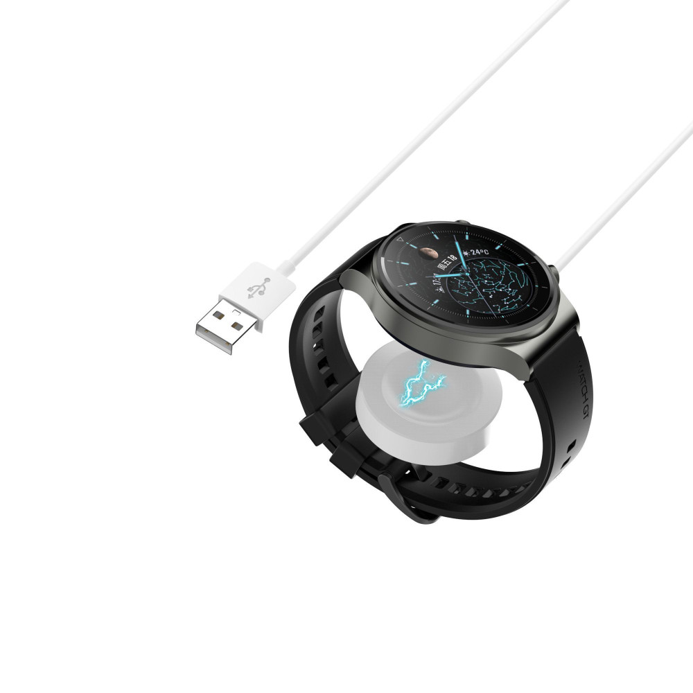Ασύρματος Φορτιστής με Kαλώδιο USB-A 1μ για Huawei Watch GT3 Pro 46/43 / D/ GT Runner/ GT3 46/42 /Watch 3/3 Pro/ GT2 Pro/ECG Λευκό
