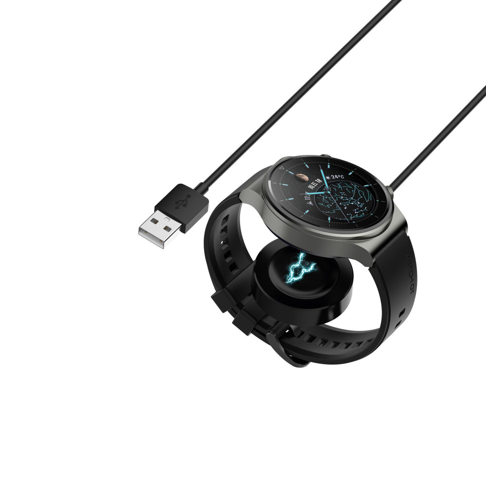 Ασύρματος Φορτιστής με Kαλώδιο USB-A 1μ για Huawei Watch GT3 Pro 46/43 / D/ GT Runner/ GT3 46/42 /Watch 3/3 Pro/ GT2 Pro/ECG Μαύρο