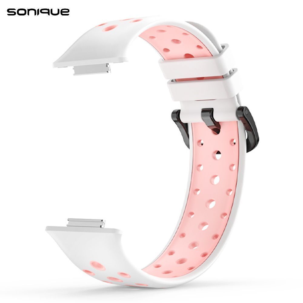 Λουράκι Σιλικόνης Sport Band Sonique για Huawei Fit 2 Active Λευκό / Ροζ