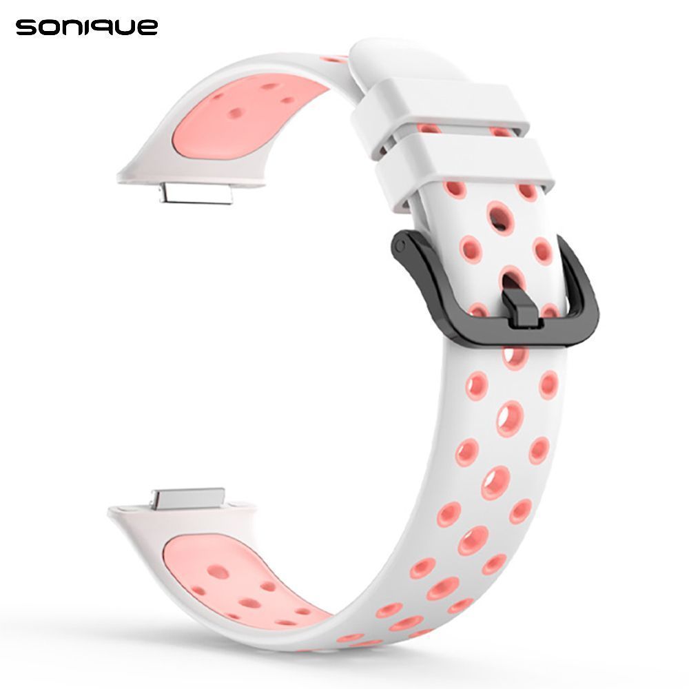Λουράκι Σιλικόνης Sport Band Sonique για Huawei Fit 2 Active Λευκό / Ροζ