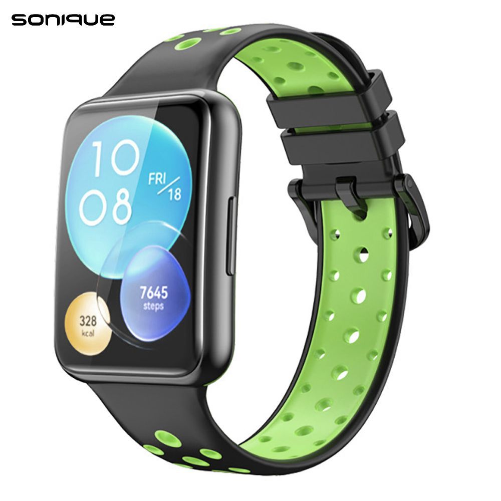 Λουράκι Σιλικόνης Sport Band Sonique για Huawei Fit 2 Active Μαύρο / Λαχανί