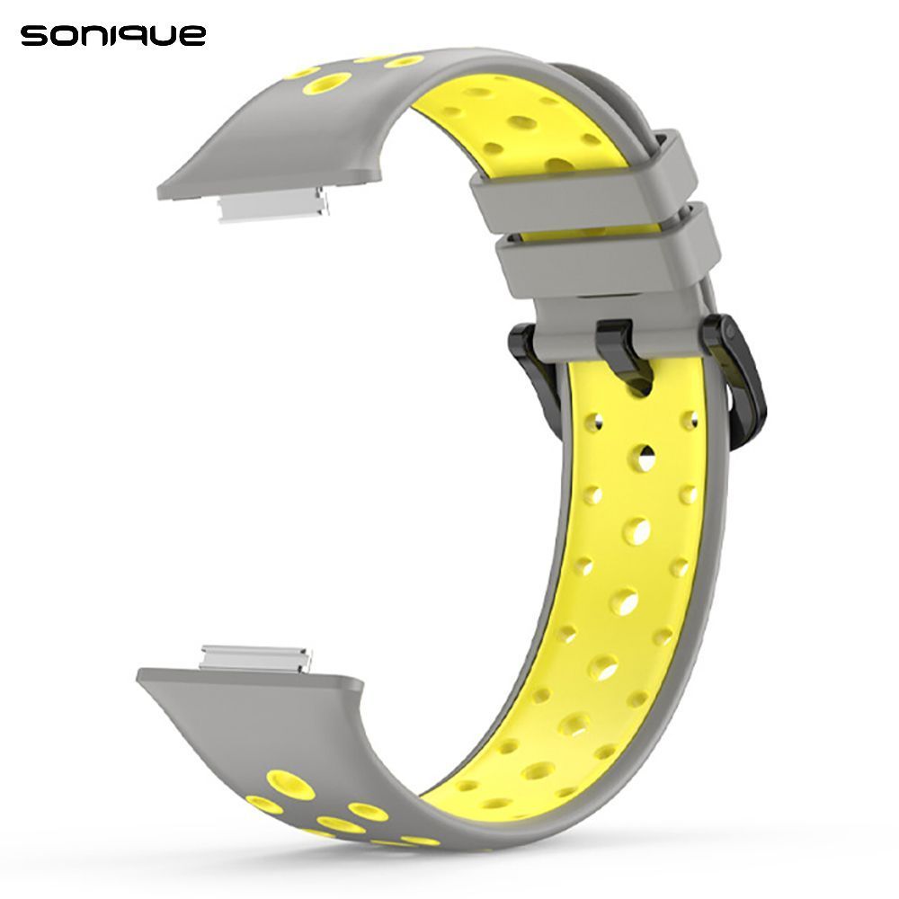 Λουράκι Σιλικόνης Sport Band Sonique για Huawei Fit 2 Active Γκρι Ανοιχτό/Κίτρινο