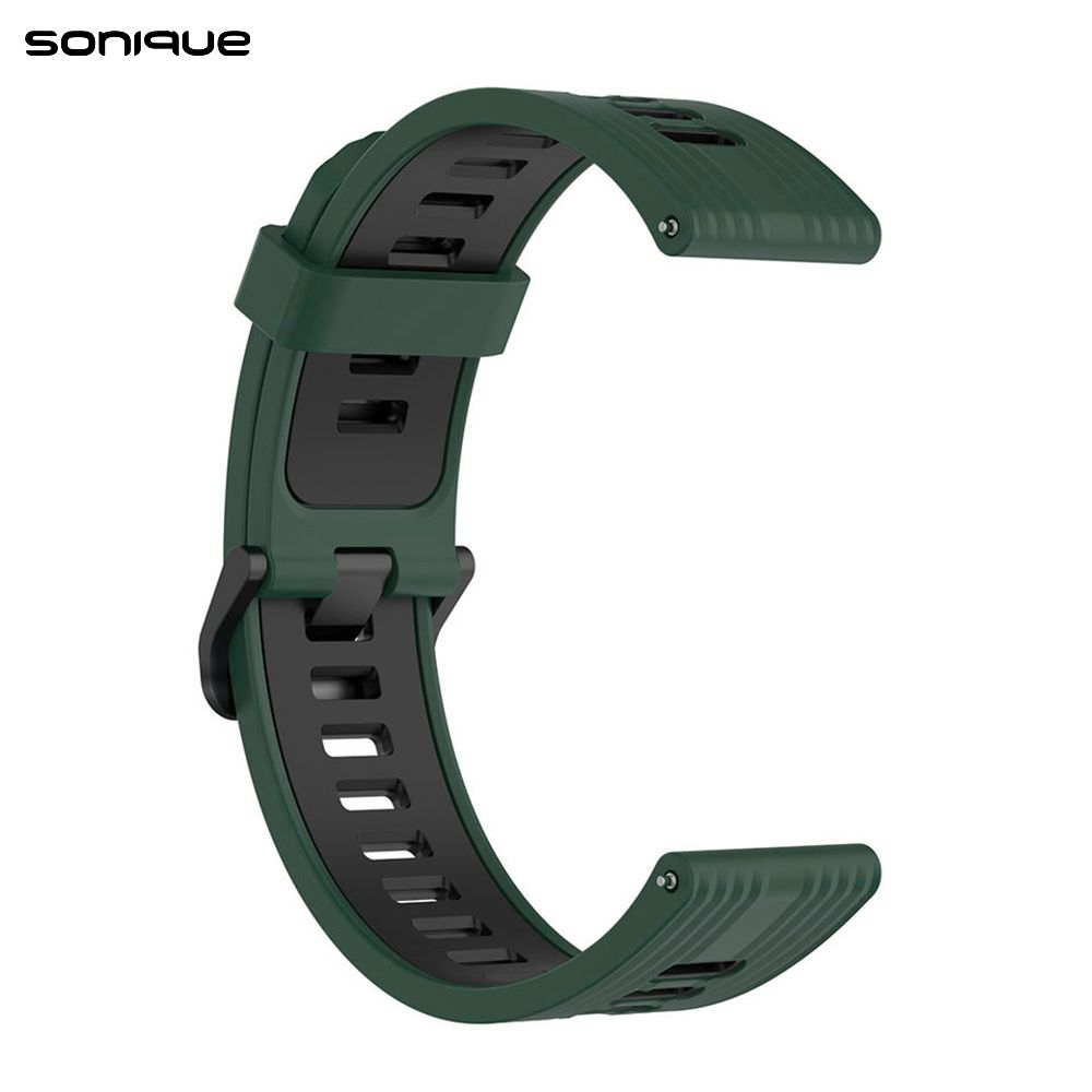 Λουράκι Σιλικόνης Sport Band Sonique 22mm για Amazfit GTR 3/ GTR 4/ GTR 47mm/GTR 3 pro/GTR 2e/GTR 2/3 Stratos/2 Stratos Πράσινο Σκούρο/Μαύρο
