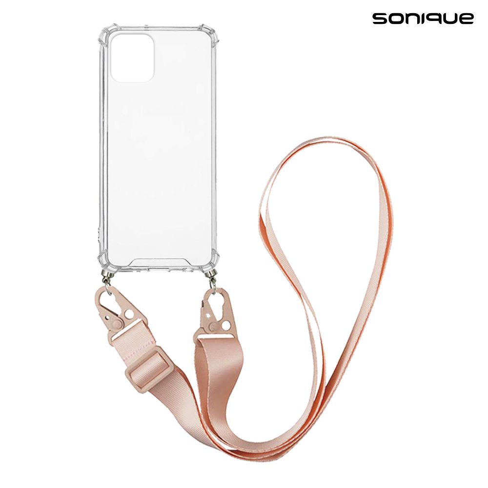 Θήκη Σιλικόνης με Strap Sonique Armor Clear Apple iPhone 12 mini Ροζ
