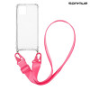 Θήκη Σιλικόνης με Strap Sonique Armor Clear Apple iPhone 12 mini Φούξια