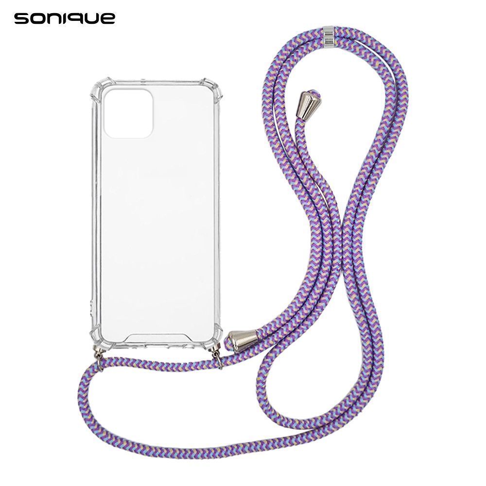 Θήκη Σιλικόνης με Κορδόνι Sonique Armor Clear Apple iPhone 11 Pro Rainbow Λιλά
