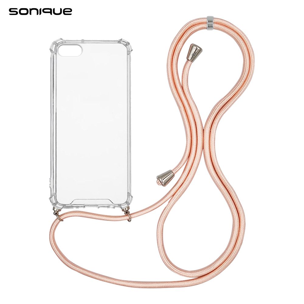 Θήκη Σιλικόνης με Κορδόνι Sonique Armor Clear Apple iPhone 7 / iPhone 8 / iPhone SE 2020 / iPhone SE 2022 Ροζ Σατινέ