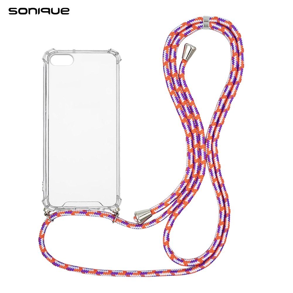 Θήκη Σιλικόνης με Κορδόνι Sonique Armor Clear Apple iPhone 7 / iPhone 8 / iPhone SE 2020 / iPhone SE 2022 Rainbow Κοραλλί