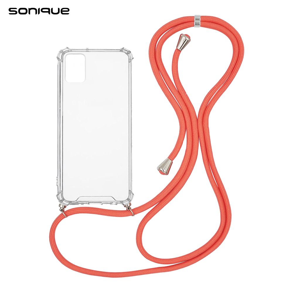 Θήκη Σιλικόνης με Κορδόνι Sonique Armor Clear Samsung Galaxy A71 Κοραλλί