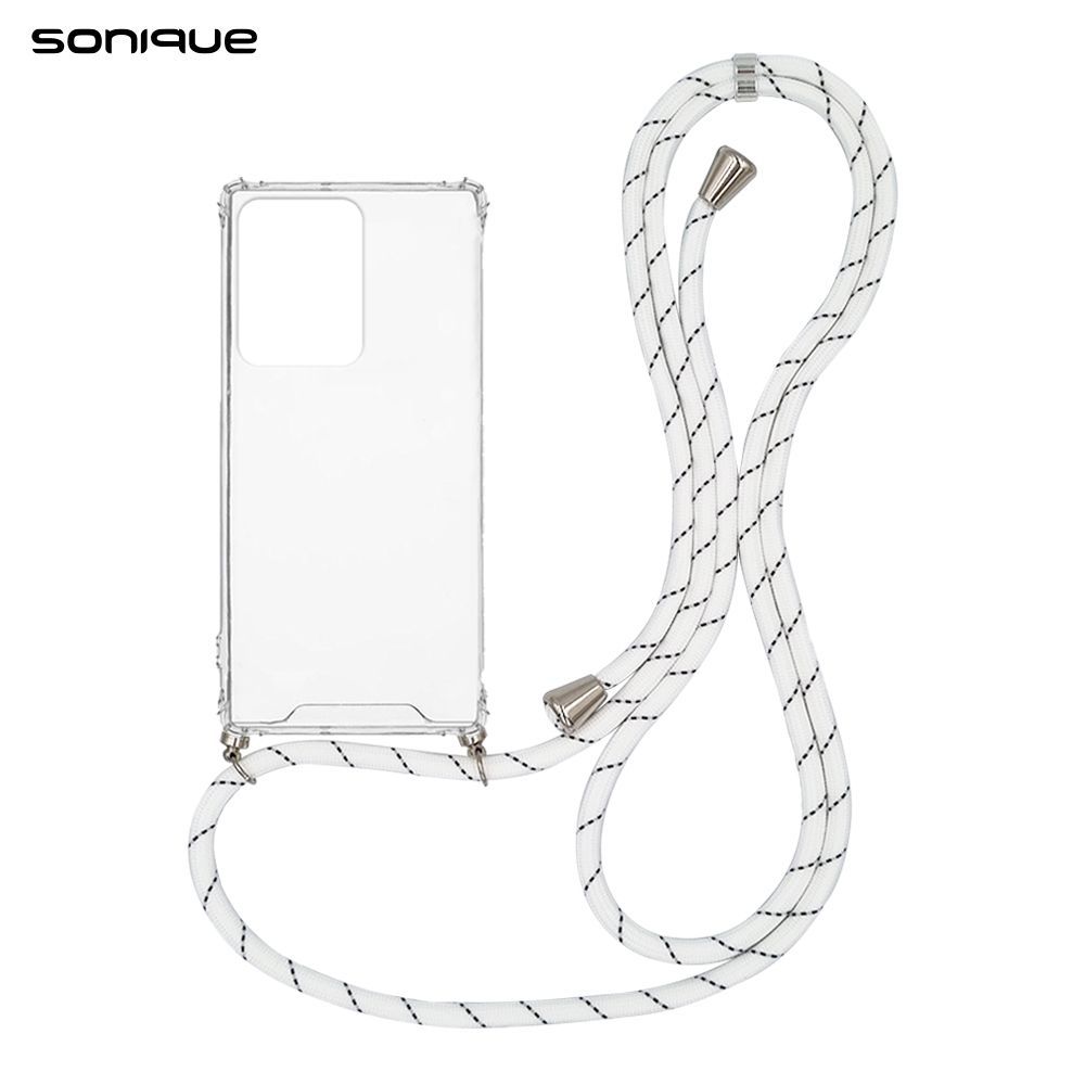 Θήκη Σιλικόνης με Κορδόνι Sonique Armor Clear Samsung Galaxy S20 Ultra Rainbow Λευκό