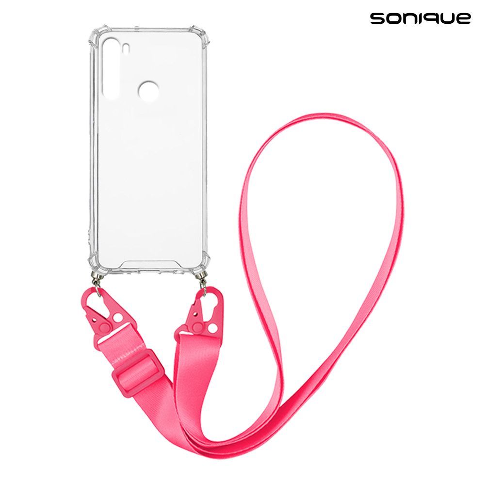 Θήκη Σιλικόνης με Strap Sonique Armor Clear Xiaomi Redmi Note 8T Φούξια
