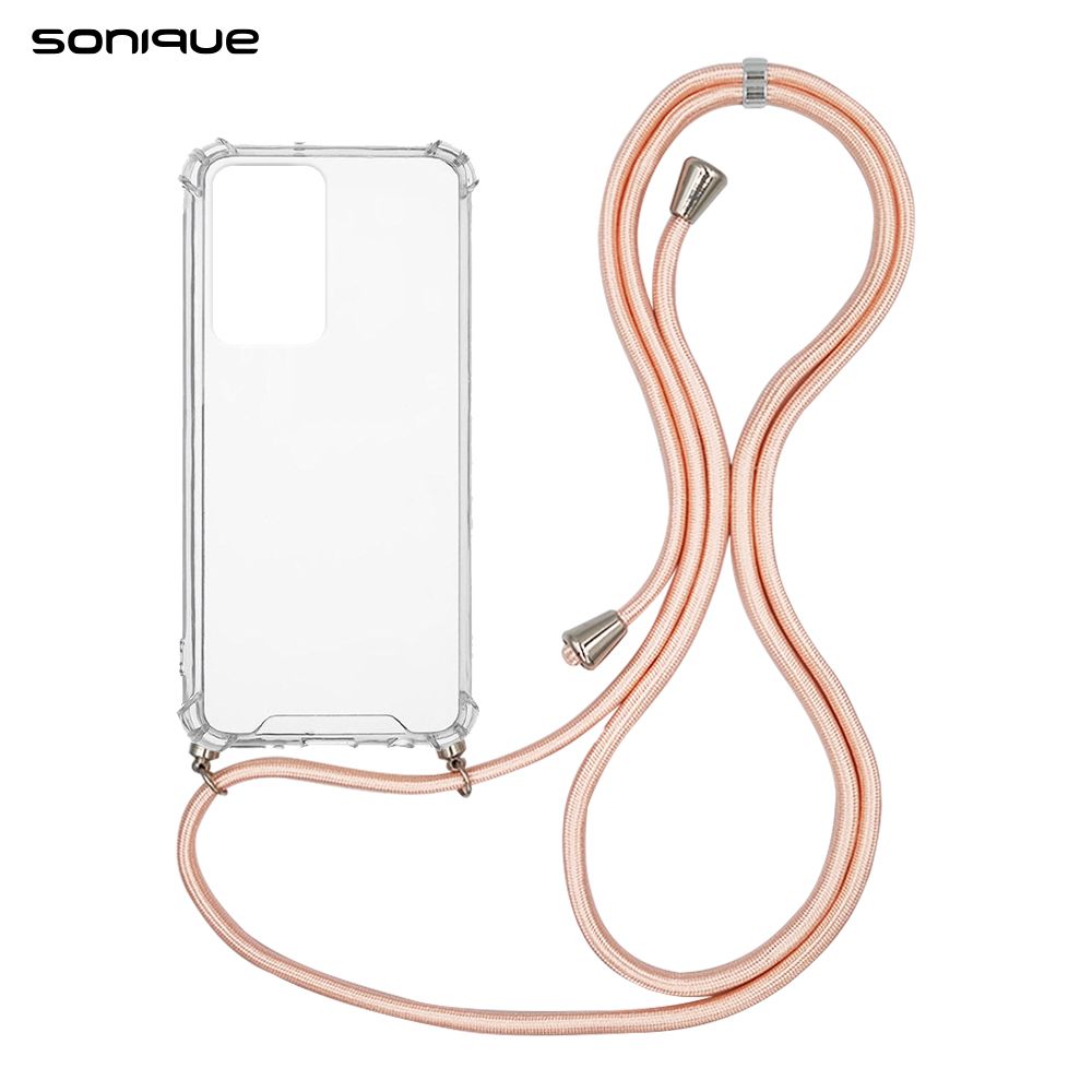 Θήκη Σιλικόνης με Κορδόνι Sonique Armor Clear Xiaomi Redmi Note 11 Pro Plus 5G Ροζ Σατινέ