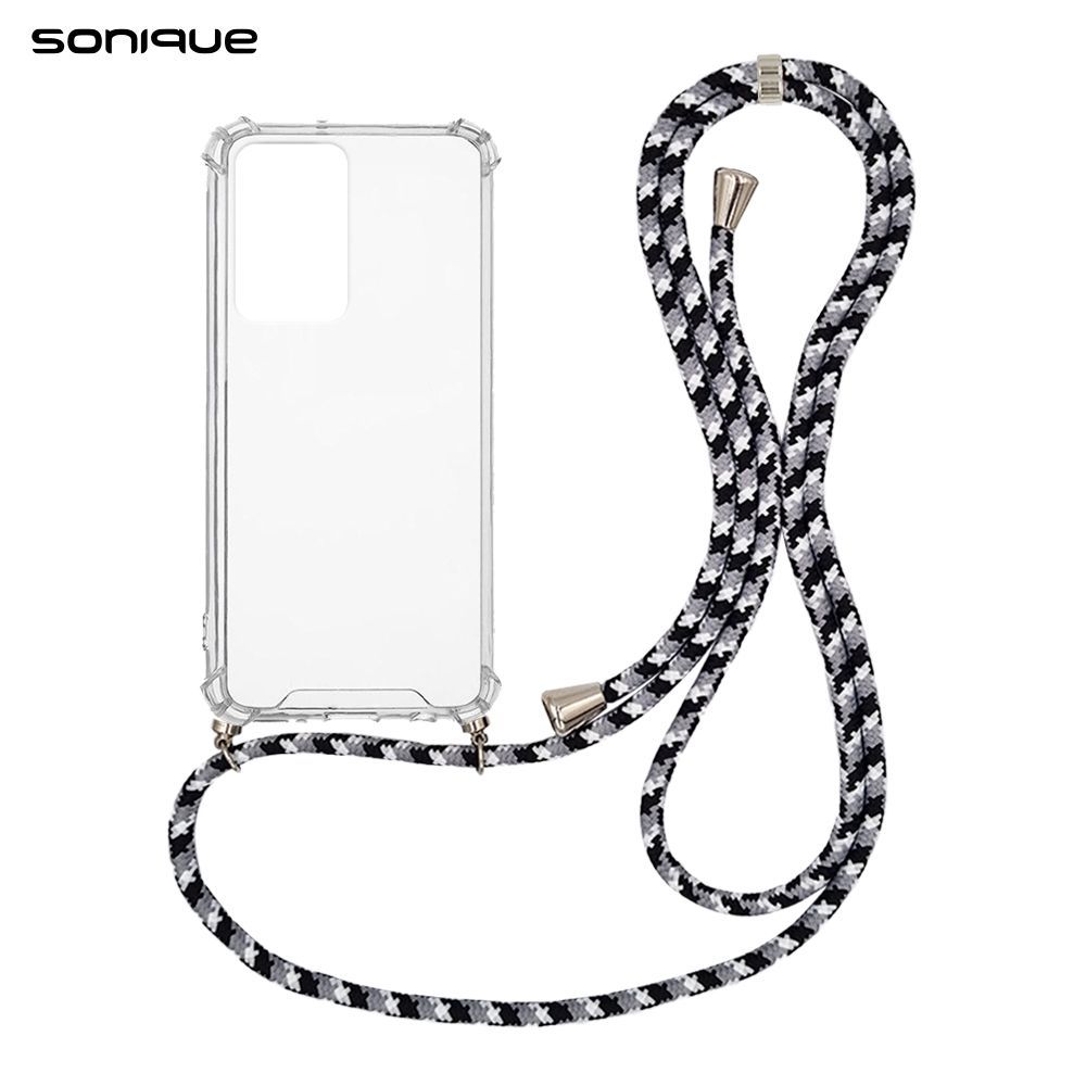 Θήκη Σιλικόνης με Κορδόνι Sonique Armor Clear Xiaomi Redmi Note 11 Pro Plus 5G Rainbow Μαύρο