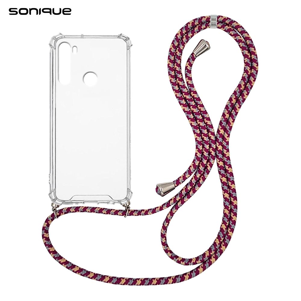 Θήκη Σιλικόνης με Κορδόνι Sonique Armor Clear Xiaomi Redmi Note 8T Rainbow Μπορντό