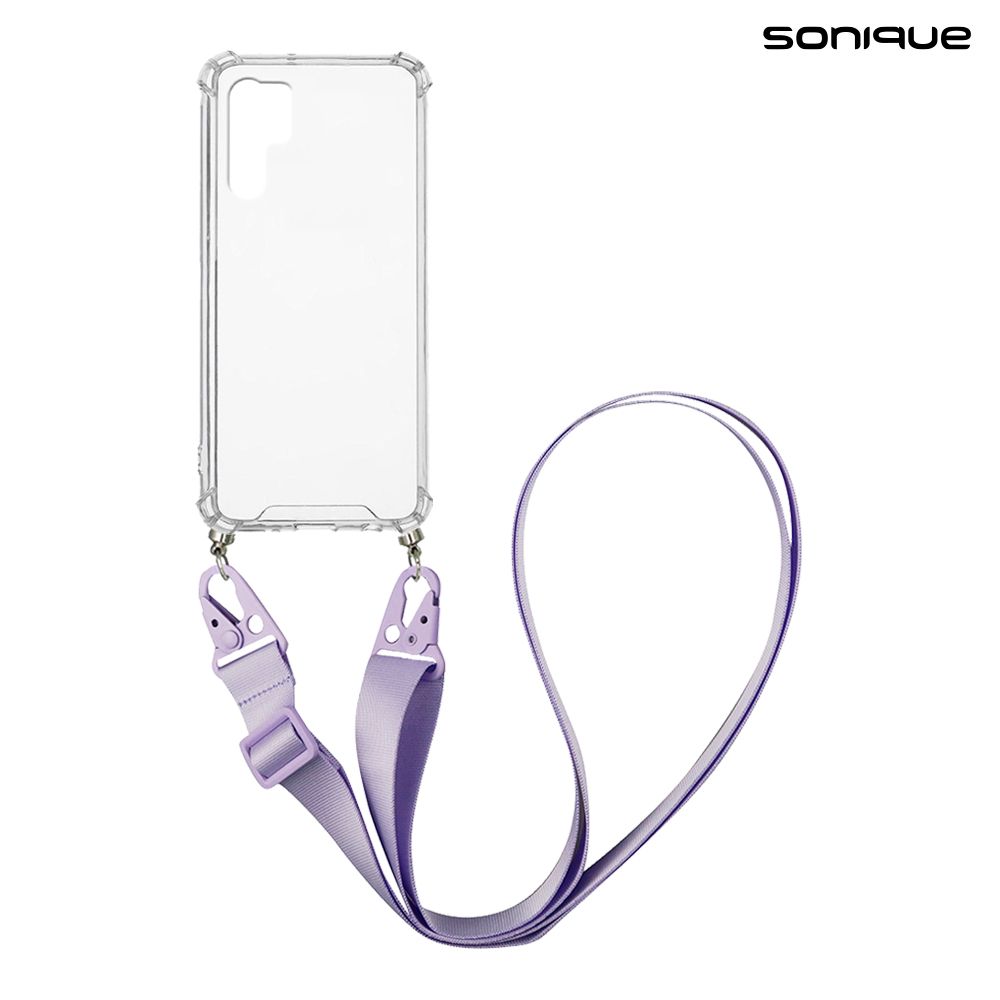 Θήκη Σιλικόνης με Strap Sonique Armor Clear Huawei P30 Pro Λιλά