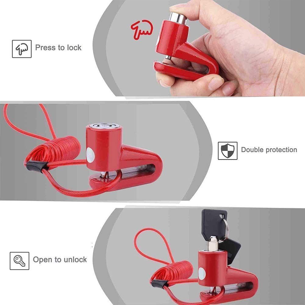 Set Λουκέτο Δισκόφρενου για Electric Scooter & Καλώδιο υπενθύμισης Κόκκινο
