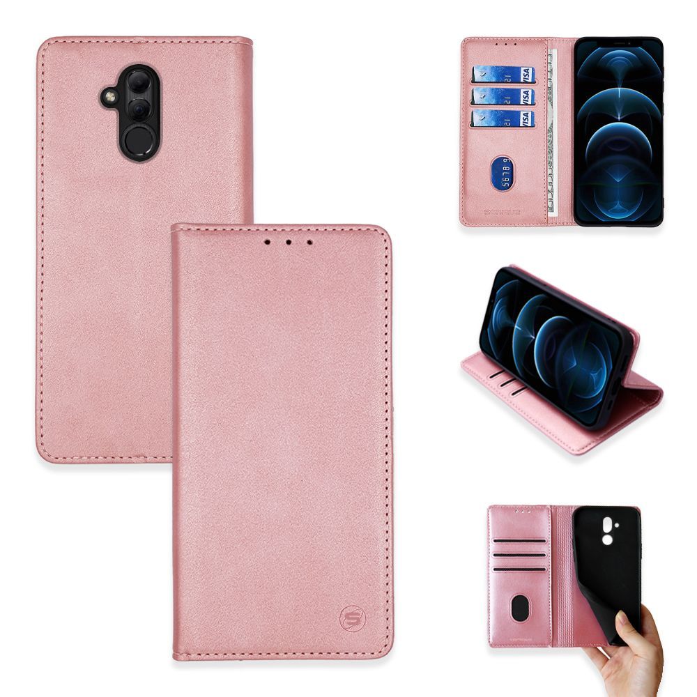 Θήκη Πορτοφόλι Vintage Magnet Wallet Sonique Huawei Mate 20 Lite Ροζ Χρυσό