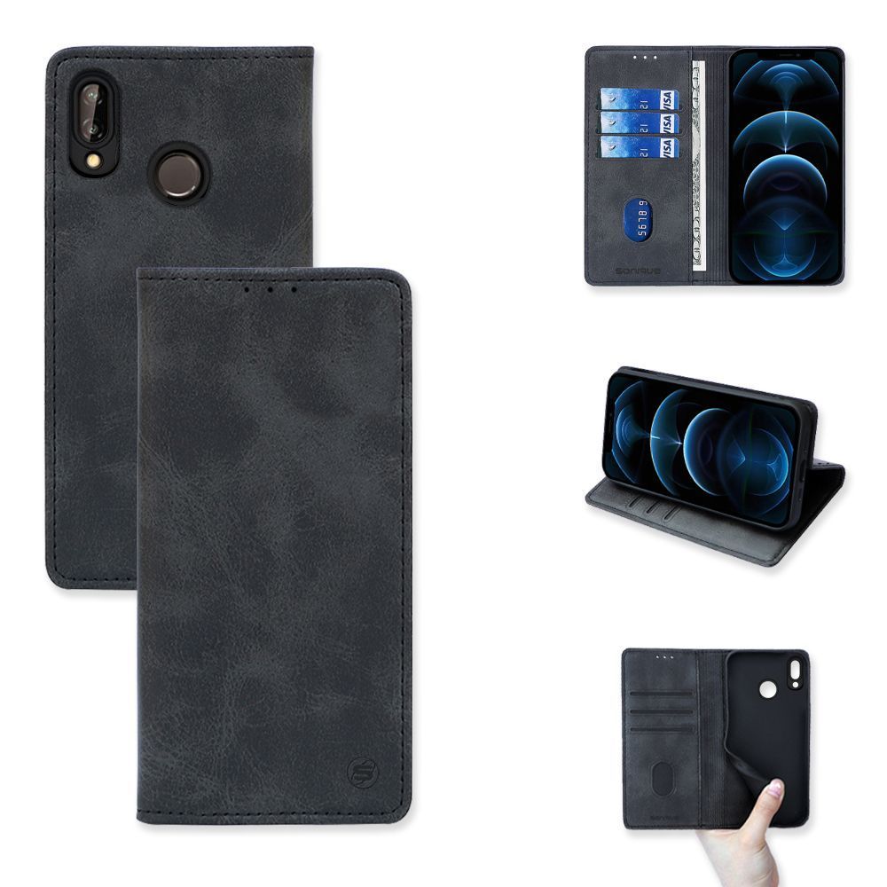 Θήκη Πορτοφόλι Vintage Magnet Wallet Sonique Huawei P20 lite Μαύρο