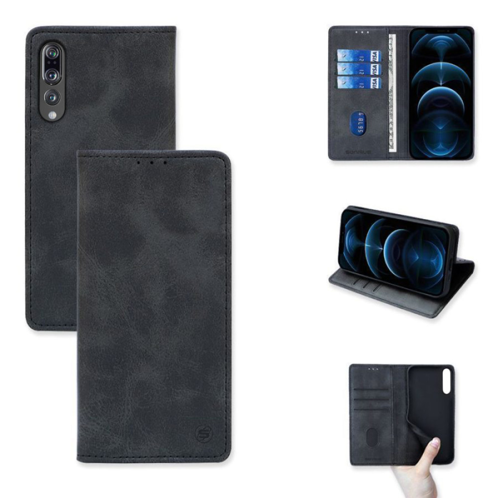 Θήκη Πορτοφόλι Vintage Magnet Wallet Sonique Huawei P20 Pro Μαύρο