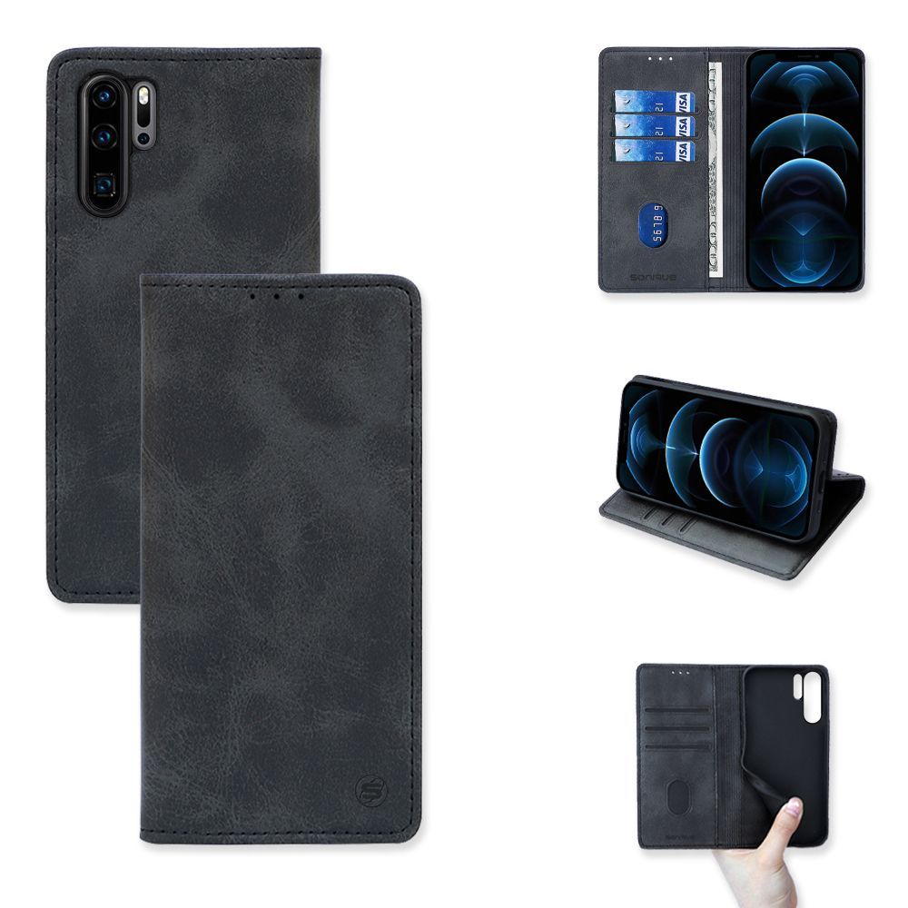 Θήκη Πορτοφόλι Vintage Magnet Wallet Sonique Huawei P30 Pro Μαύρο