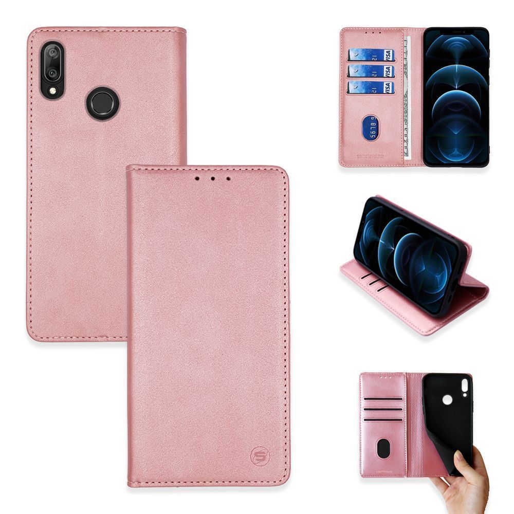 Θήκη Πορτοφόλι Vintage Magnet Wallet Sonique Huawei Y7 2019 Ροζ Χρυσό