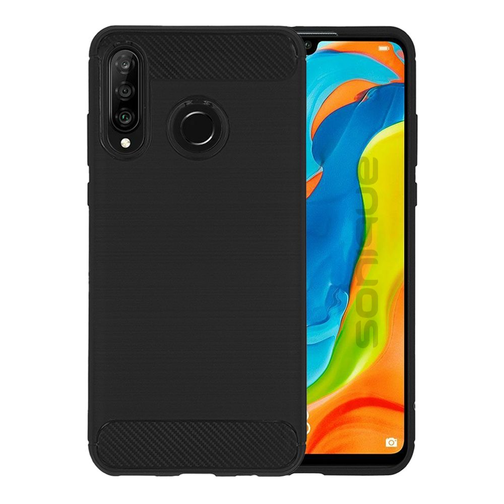 Θήκη Σιλικόνης Sonique Carbon Brushed Huawei P30 Lite Μαύρο