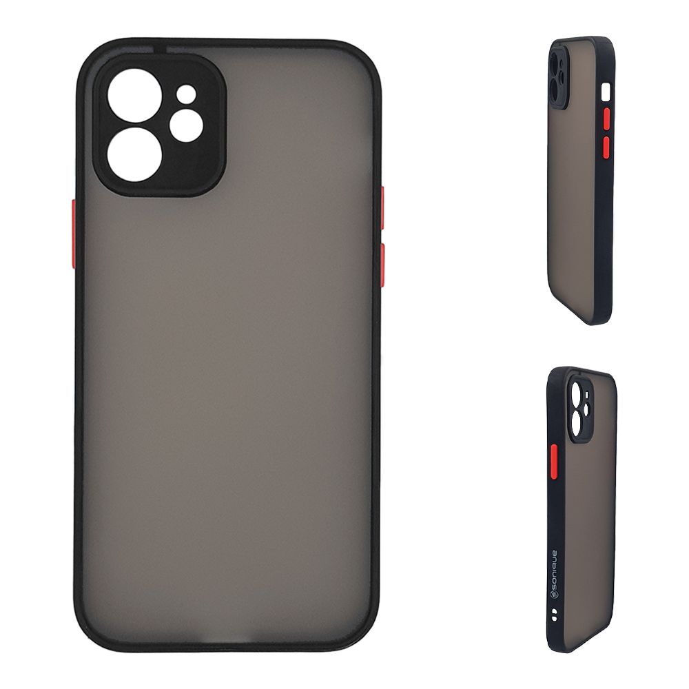 Θήκη Σιλικόνης Color Button Bumper Sonique Apple iPhone 12 Μαύρο