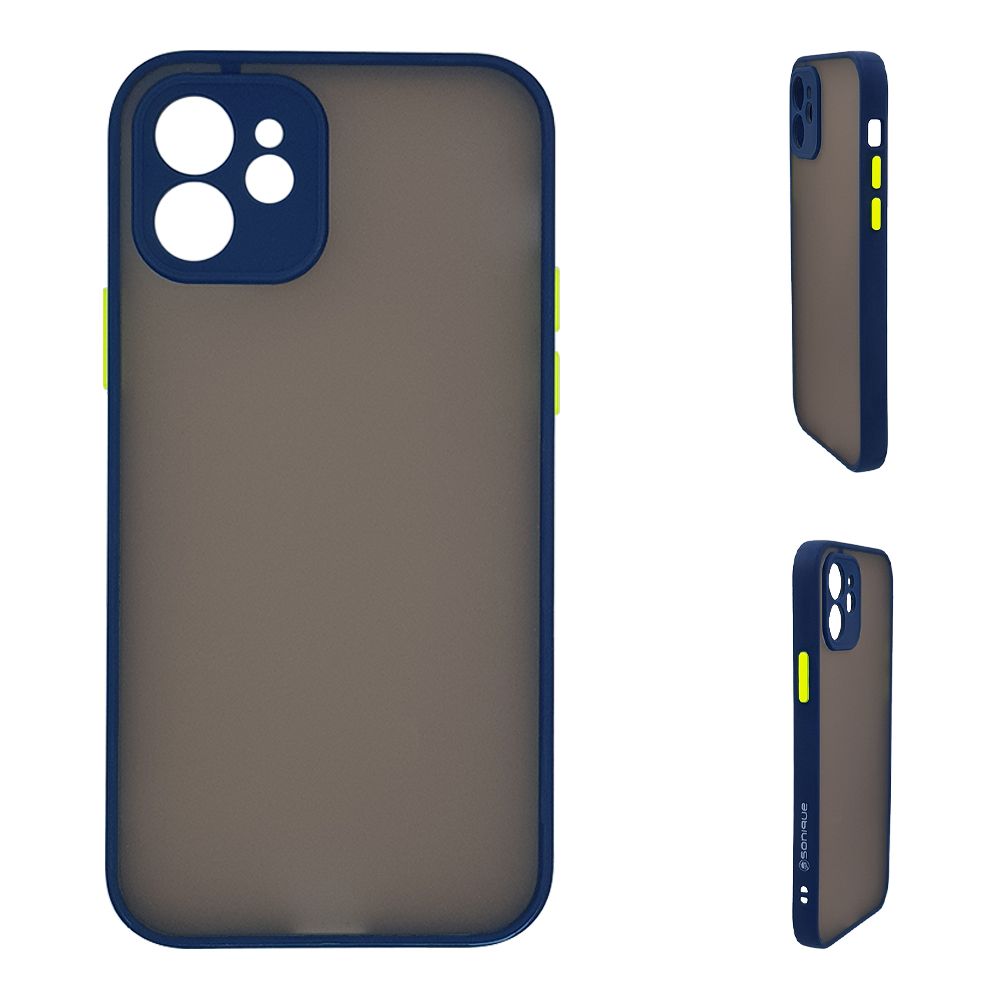 Θήκη Σιλικόνης Color Button Bumper Sonique Apple iPhone 12 Μπλέ