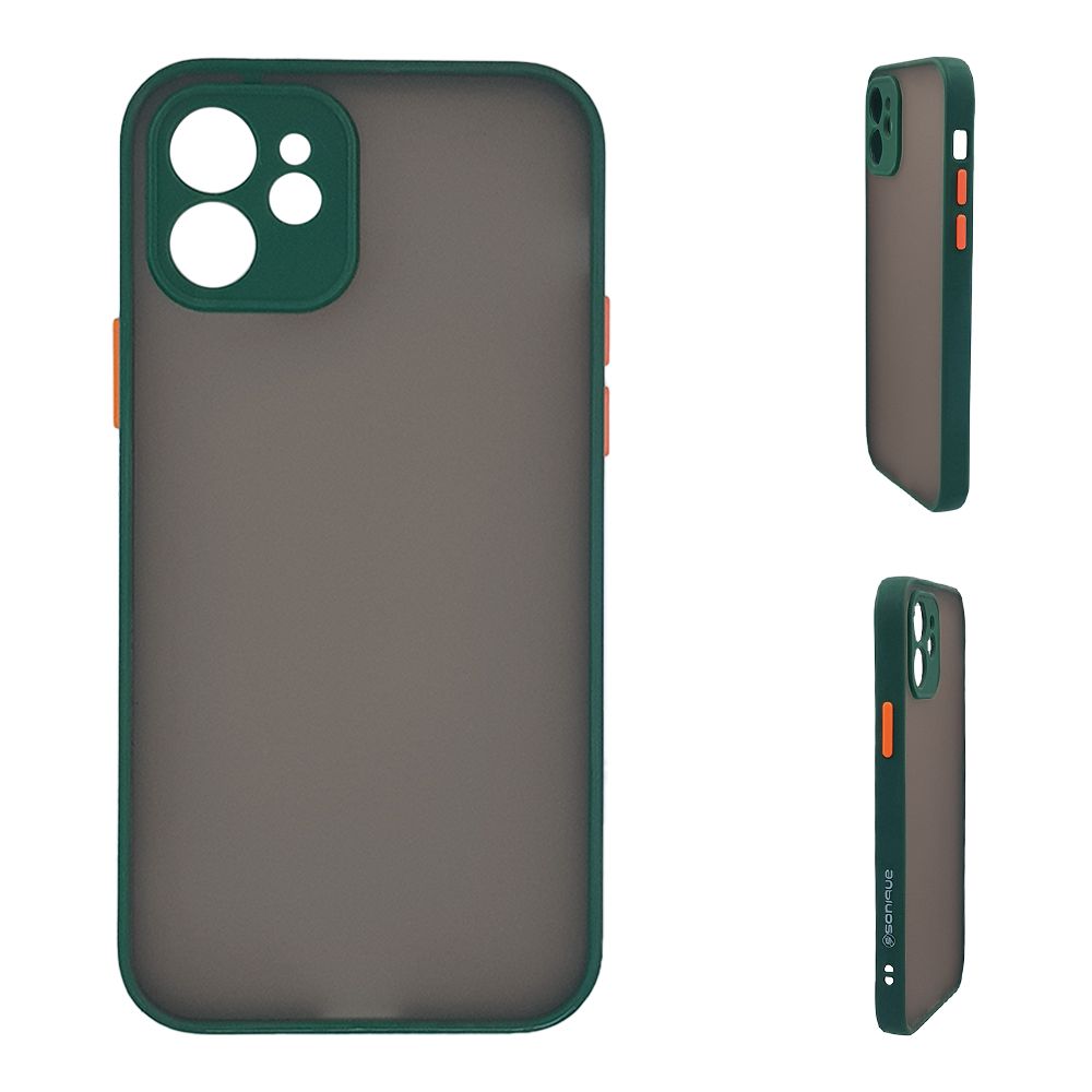 Θήκη Σιλικόνης Color Button Bumper Sonique Apple iPhone 12 Πράσινο Σκούρο