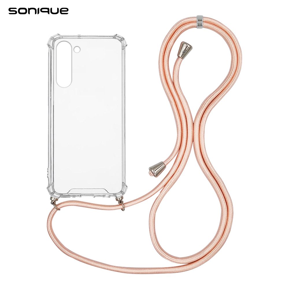 Θήκη Σιλικόνης με Κορδόνι Sonique Armor Clear Samsung Galaxy S23 Ροζ Σατινέ