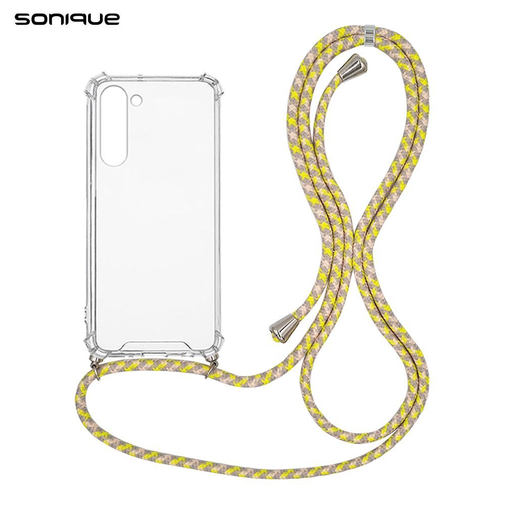 Θήκη Σιλικόνης με Κορδόνι Sonique Armor Clear Samsung Galaxy S23 Rainbow Κίτρινο