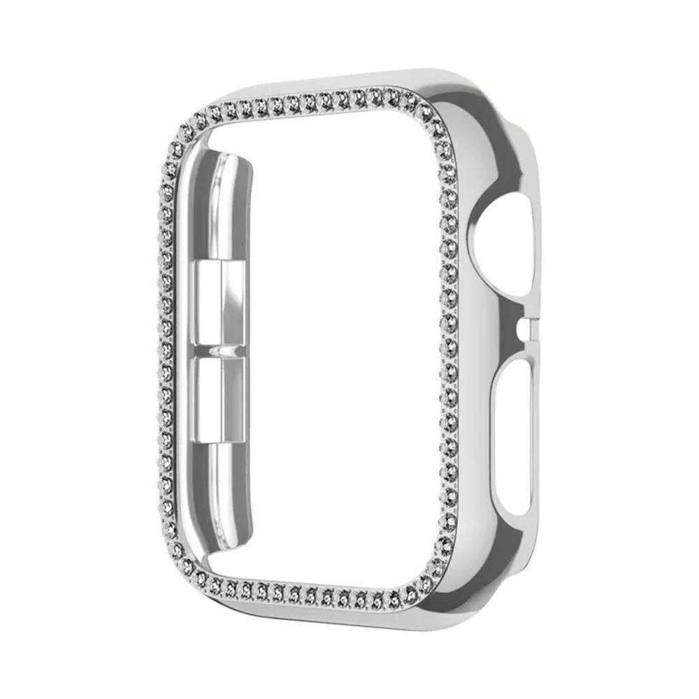 Θήκη Προστασία Luxury Diamond PC + Tempered Glass Sonique για Apple Watch 4/5/6/SE/SE 2/SE 3 44mm Ασημί