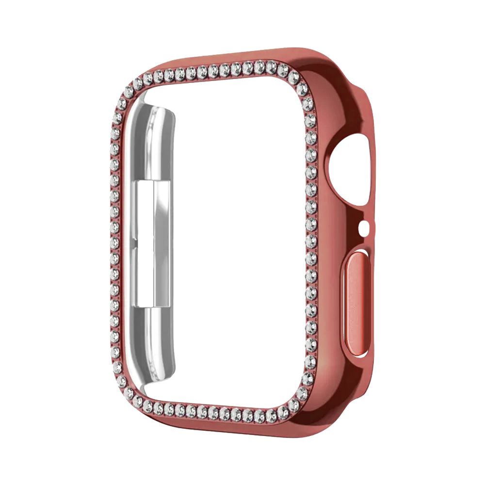 Θήκη Προστασία Luxury Diamond PC + Tempered Glass Sonique για Apple Watch 7/8/9 41mm Ροζ Χρυσό