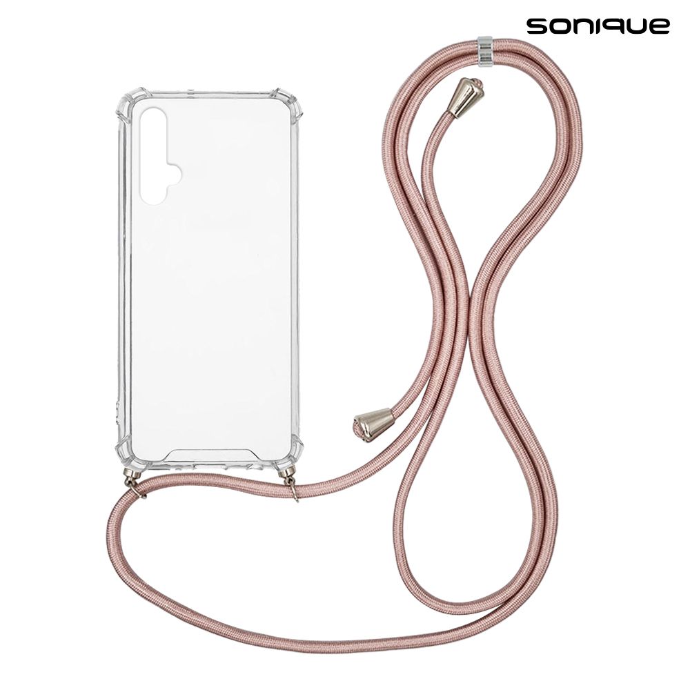 Θήκη Σιλικόνης με Κορδόνι Sonique Armor Clear Honor 20 / Nova 5T Ροζ Χρυσό Σατινέ