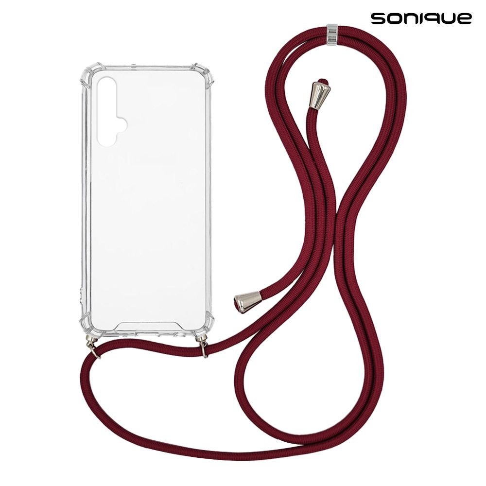 Θήκη Σιλικόνης με Κορδόνι Sonique Armor Clear Honor 20 / Nova 5T Μπορντό