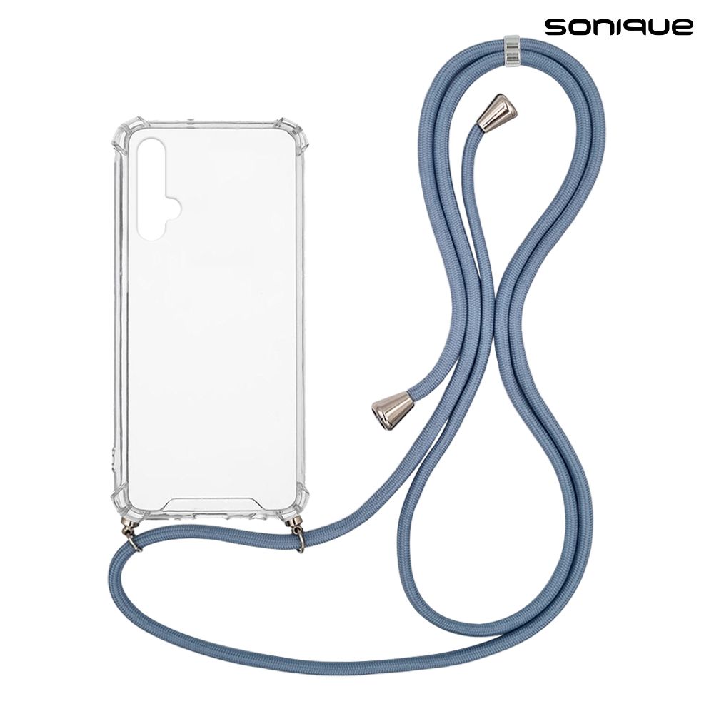 Θήκη Σιλικόνης με Κορδόνι Sonique Armor Clear Honor 20 / Nova 5T Μπλε Γκρι