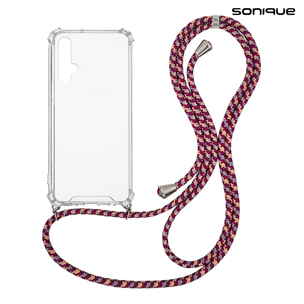 Θήκη Σιλικόνης με Κορδόνι Sonique Armor Clear Honor 20 / Nova 5T Rainbow Μπορντό