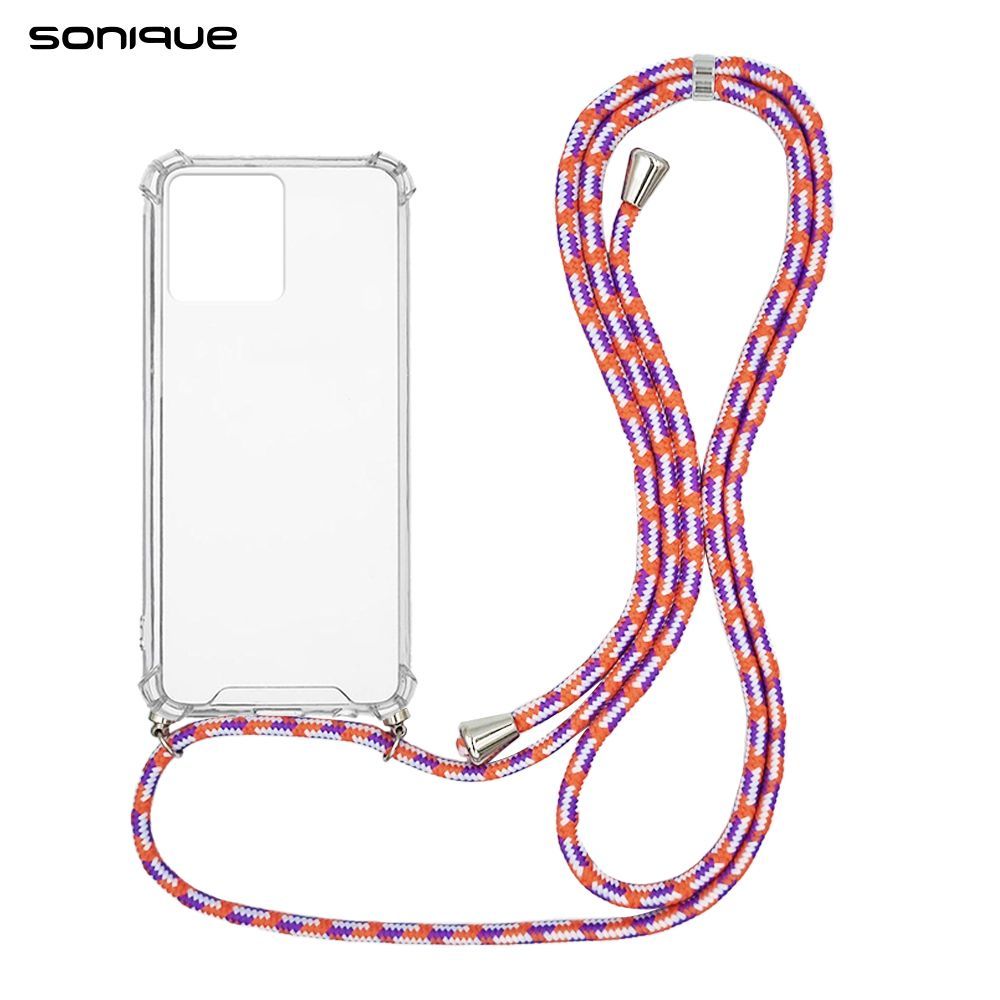 Θήκη Σιλικόνης με Κορδόνι Sonique Armor Clear Realme C30 Rainbow Κοραλλί