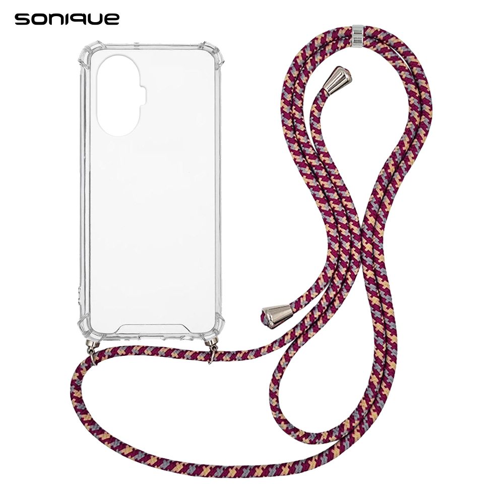 Θήκη Σιλικόνης με Κορδόνι Sonique Armor Clear Realme C55 Rainbow Μπορντό