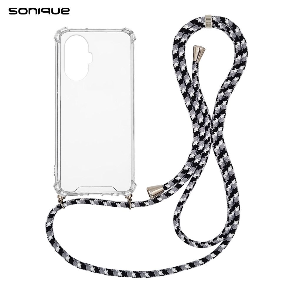 Θήκη Σιλικόνης με Κορδόνι Sonique Armor Clear Realme C55 Rainbow Μαύρο