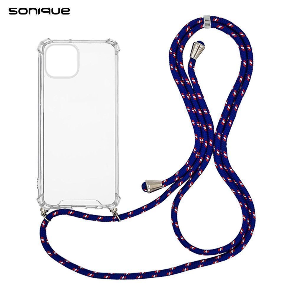 Θήκη Σιλικόνης με Κορδόνι Sonique Armor Clear Apple iPhone 15 Plus Rainbow Μπλε