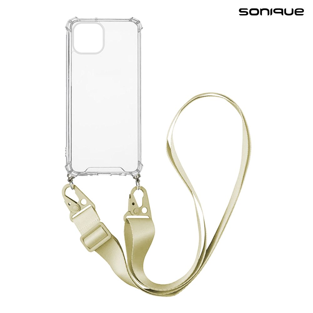 Θήκη Σιλικόνης με Strap Sonique Armor Clear Apple iPhone 15 Plus Μπεζ