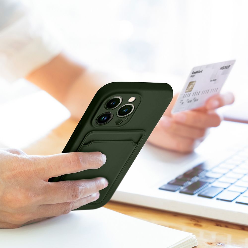 Θήκη Σιλικόνης Sonique Card Case Apple iPhone 15 Plus Πράσινο Σκούρο
