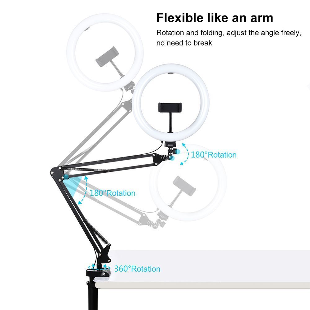 Ring Light LED Puluz 10.2" 26cm με Επιτραπέζια Βάση και Βάση Κινητού