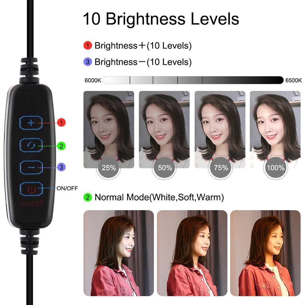 Ring Light LED Puluz 10.2" 26cm με Επιτραπέζια Βάση και Βάση Κινητού
