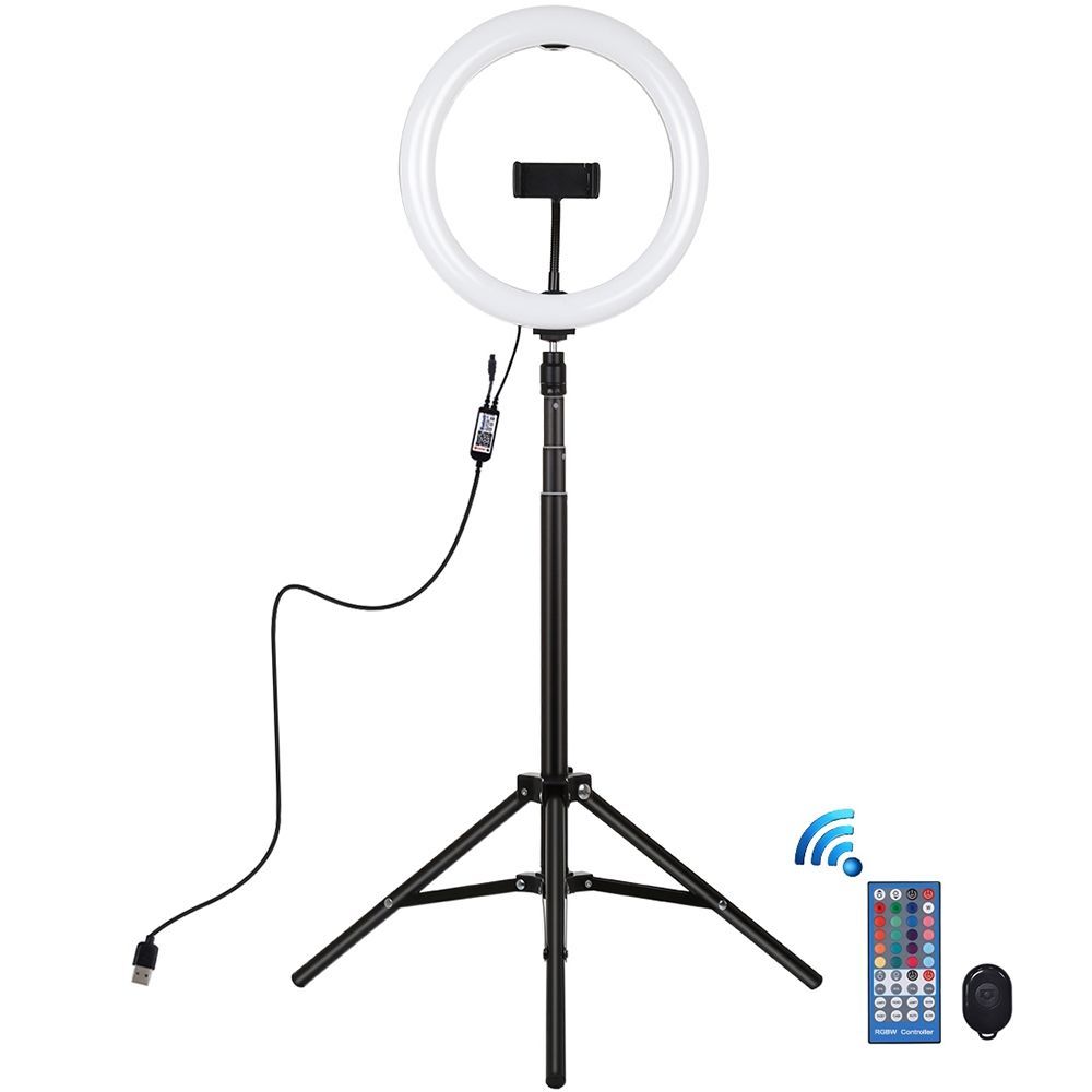 Ring Light Puluz 10.2" 26cm  RGBW LED με Τρίποδο 1.65cm με Βάση Κινητού