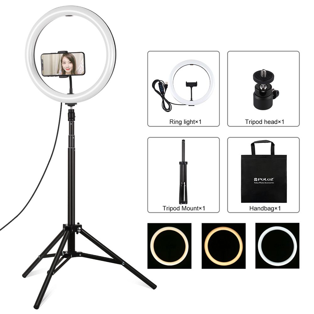 Ring Light Puluz 11.8" 30cm με Τρίποδο Δαπέδου 1.65cm και Βάση για Κινητό