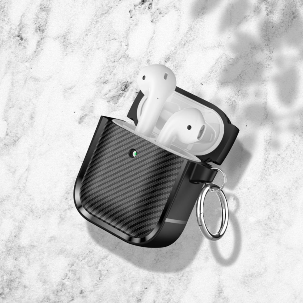 Θήκη Σιλικόνης Sonique Carbon Brushed για AirPods 1/2 Μαύρο