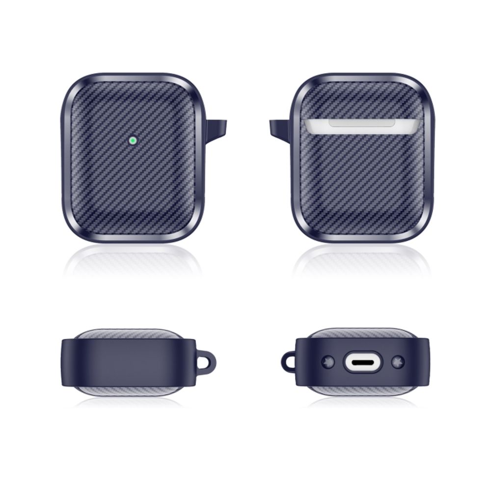 Θήκη Σιλικόνης Sonique Carbon Brushed για AirPods 1/2 Μπλε Σκούρο